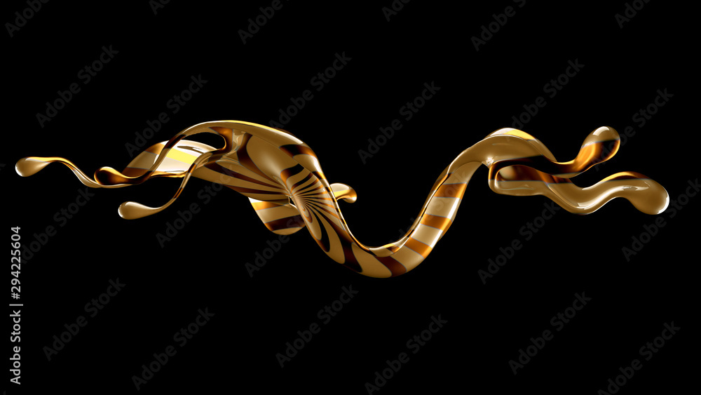 Obraz premium Beautiful elegant metal splash on a black background. 3d illustration, 3d rendering.