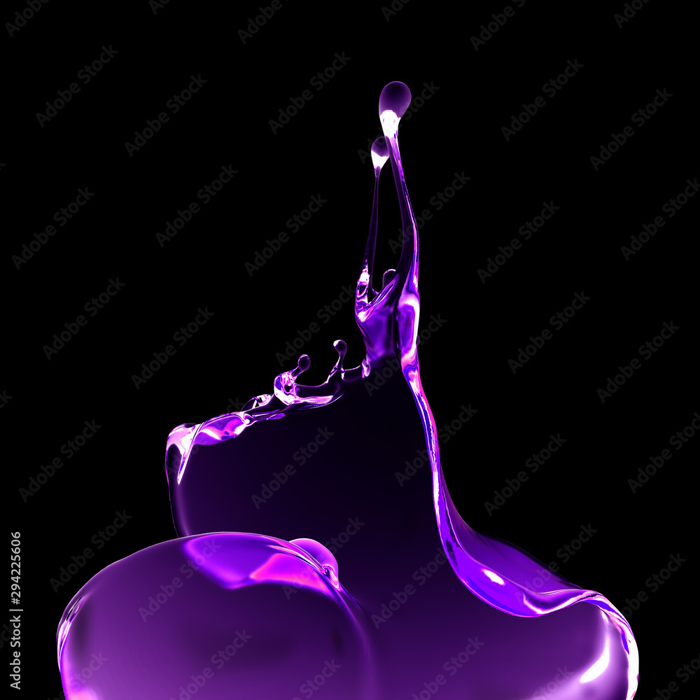 Fototapeta Splash fluid. 3d illustration, 3d rendering.