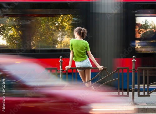 Teenage girl on bus stop © Aleksandra