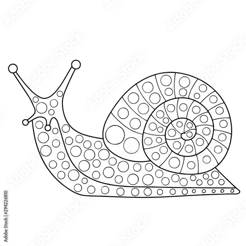 Big snail coloring page contour vector illustration eps for painting
