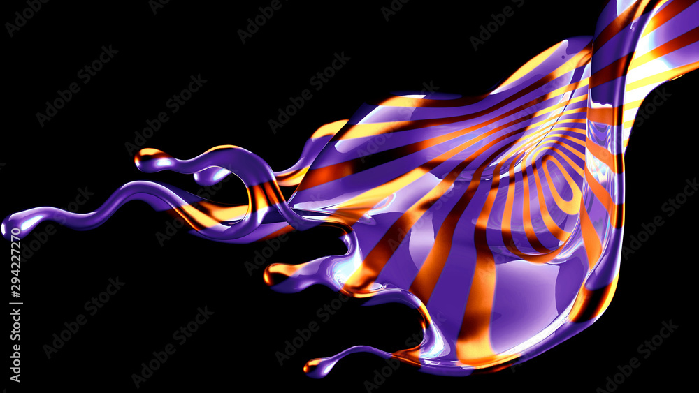 Obraz premium Beautiful elegant metal splash on a black background. 3d illustration, 3d rendering.