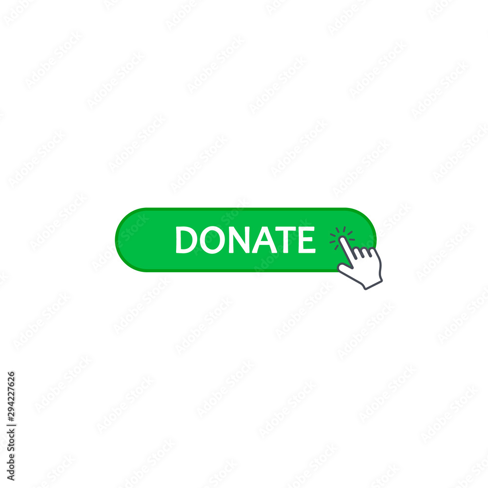 Donate Button Click with cursor, Vector isolated illustration Donate Button Click with cursor, Vector isolated illustration