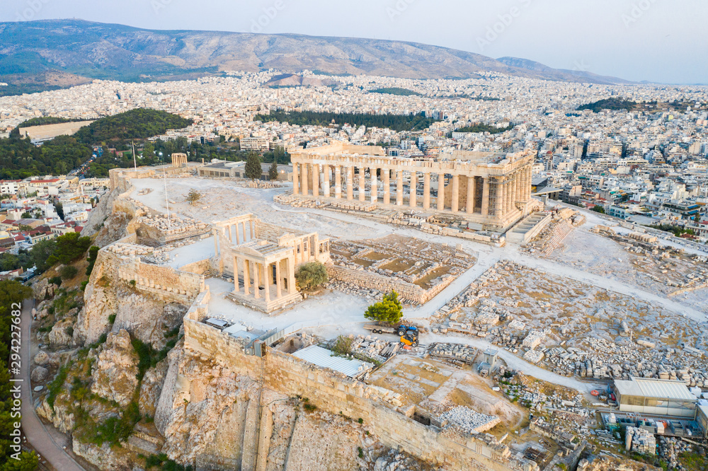 Aerial view of the Parthenon in Athens, Greece