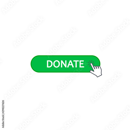 Donate Button Click with cursor, Vector isolated illustration