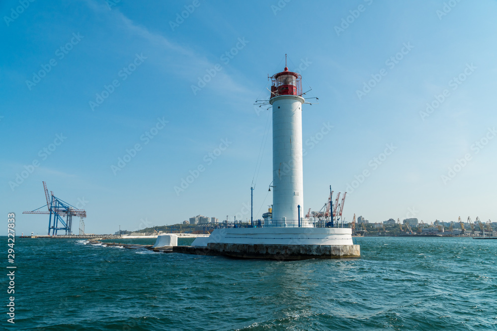 Lighthouse in a sea port of  Odessa, Ukraine