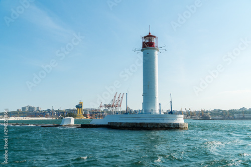 Lighthouse in a sea port of Odessa, Ukraine