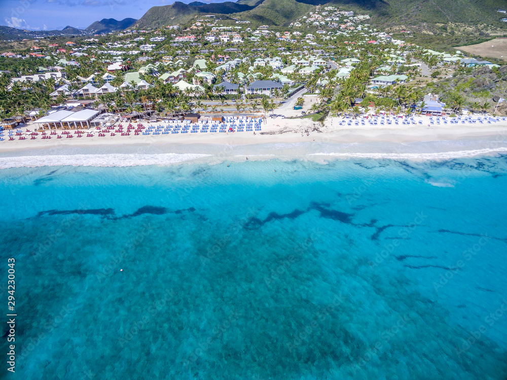 Aerial view of orient bay beach on french st martin