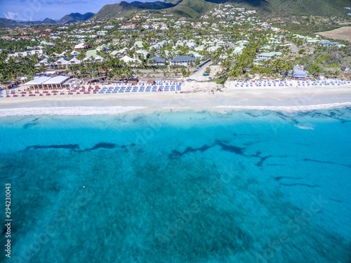 Aerial view of orient bay beach on french st martin