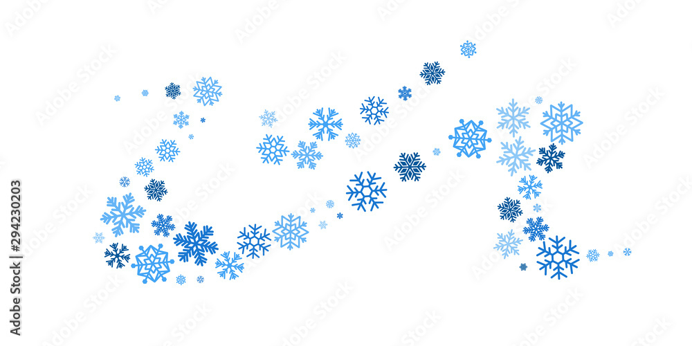 Christmas decoration. Wavy line from snowflakes. Winter holiday design element.