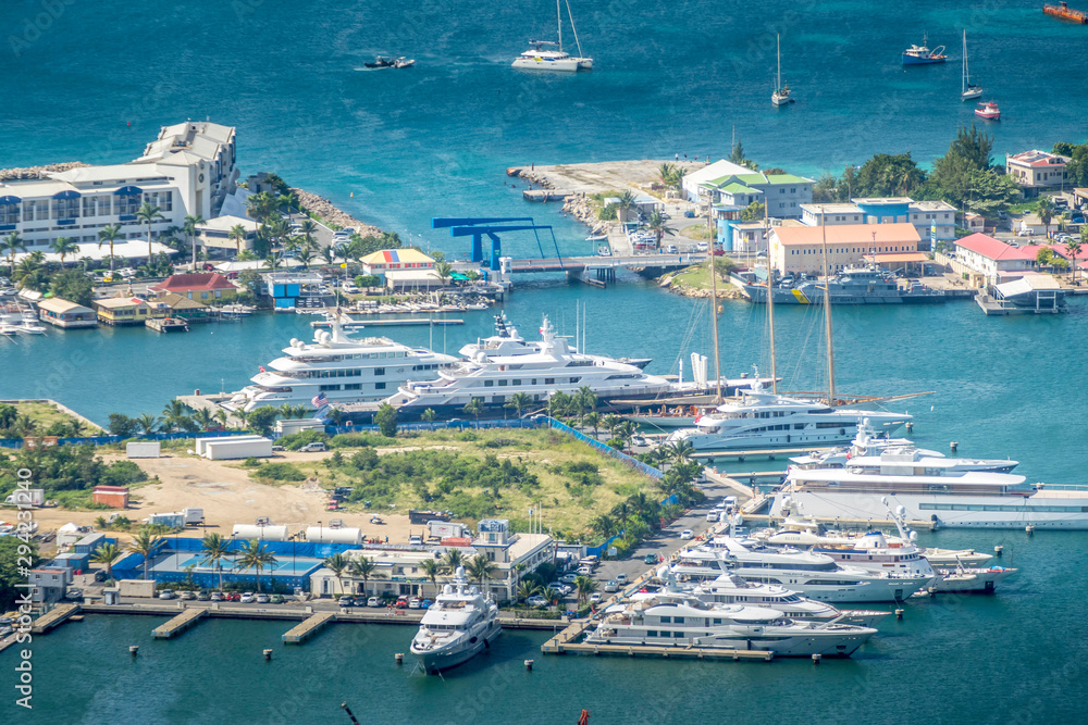 High point view of simpson bay city on sint maarten