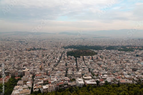 Buildings in the city of Athens in Greece in Europe.