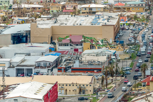 Slika na platnu Damage cause by hurricane irma to buildings and homes on st