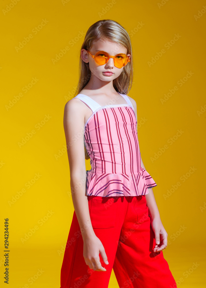 portrait of little model girl in studio portrait of little model girl in studio