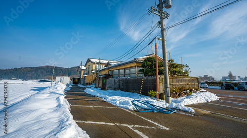 Street View With Winter Landscape
