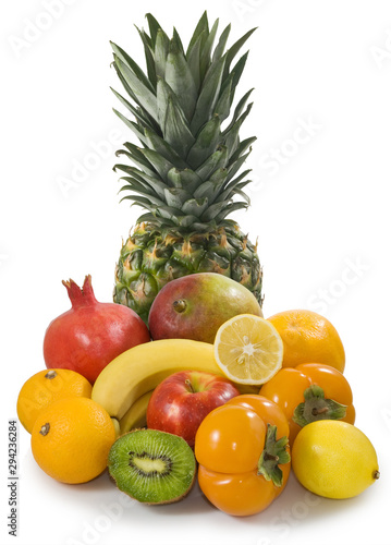 Fototapeta Naklejka Na Ścianę i Meble -  Image of  tropical fruits isolated on white background closeup