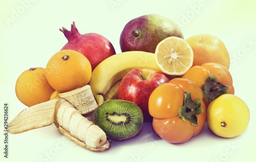 Image of  tropical fruits isolated on white background closeup