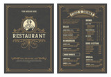 Antique  template for  restaurant menu design with Chef illustration. Vector layered.