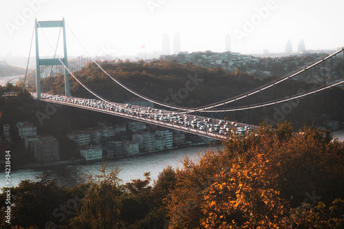 A foggy morning from Istanbul, cause to traffic jam in bosporus bridge