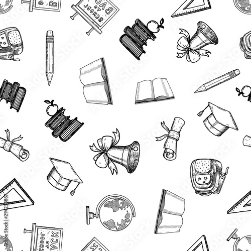 Hand drawn vector school object set. Back to school illustrations. Sketch doodle