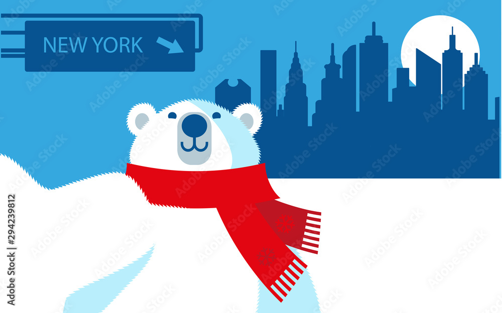 New York City Polar Bear cartoon character