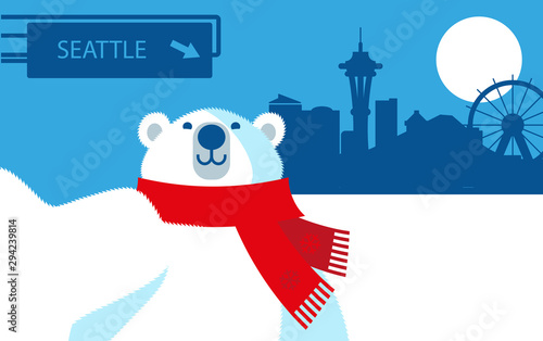 Seattle Washington Polar Bear cartoon character © mauromod