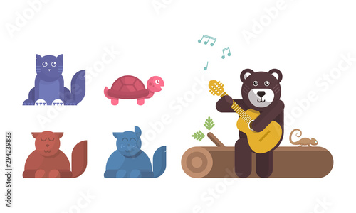 Collection d'animaux mignons. Illustration vectorielle en flat design.