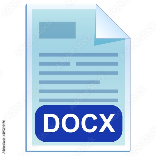 File format or file extension of text document - DOCX flat icon for user interface applications and websites isolated on white background. photo