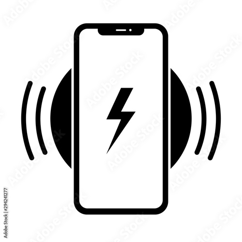 modern wireless mobile round charger icon vector