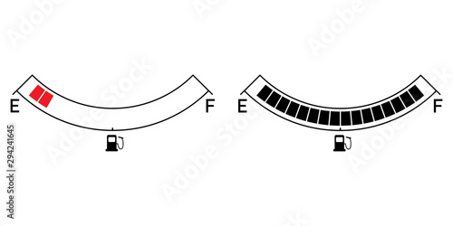 Gauge vector gas tank icon. Full empty