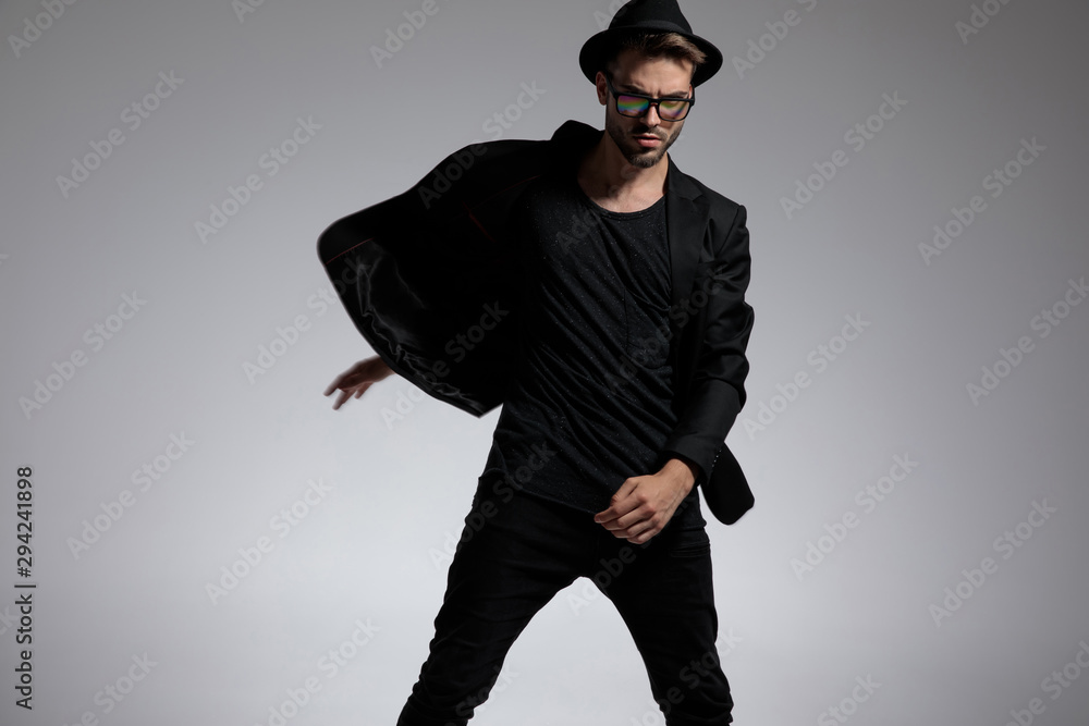 casual man spinning with a powerful attitude casual man spinning with a powerful attitude