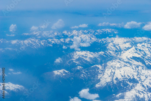Directly above view of the Caucasus mountains from the plane