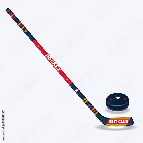 Hockey. Stick and Puck - isolated on a white background - vector. Winter sport