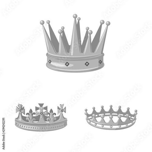 Vector design of jewel and vip symbol. Collection of jewel and nobility vector icon for stock.