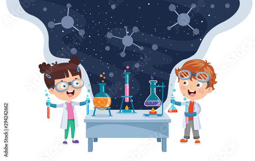 Little Students Doing Chemical Experiment