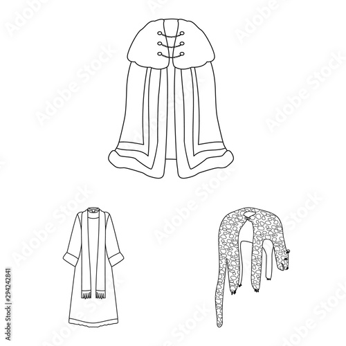 Vector illustration of robe and garment sign. Collection of robe and cloth stock vector illustration.
