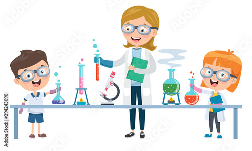 Little Students Doing Chemical Experiment