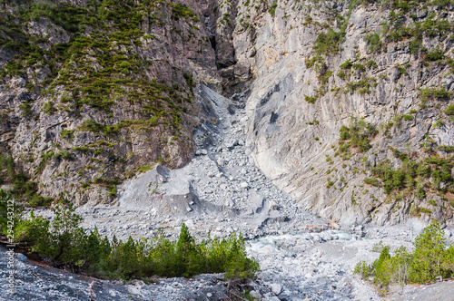 S-Charl, Clemgiaschlucht, Clemgia, Murgang, Schlammlawine, Schlucht, Unterengadin, Scuol, Graubünden, Alpen, Sommer, Schweiz photo