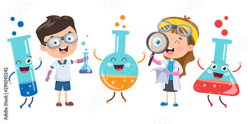 Little Students Doing Chemical Experiment