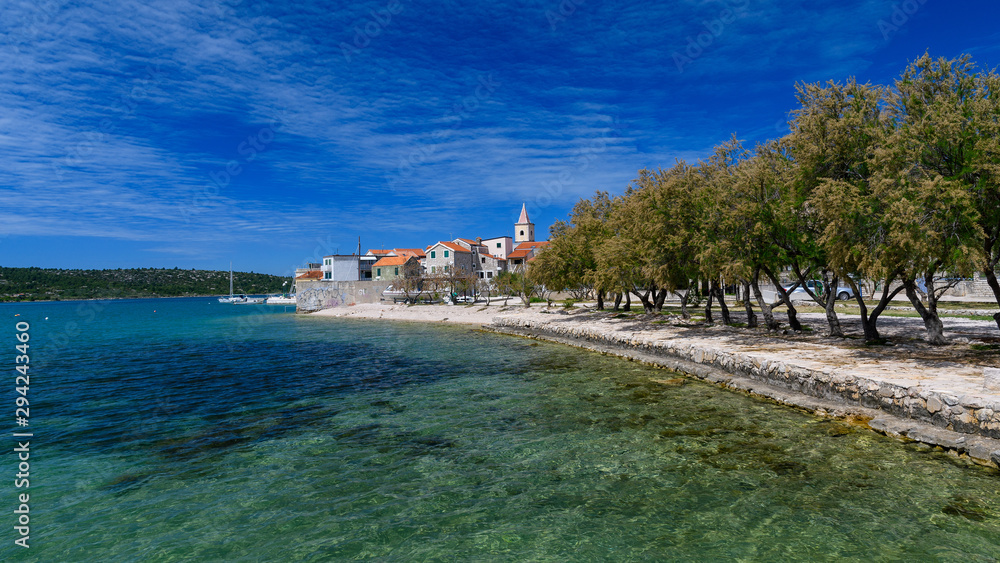 stone quay in the city of Pirovac, Croatia stone quay in the city of Pirovac, Croatia
