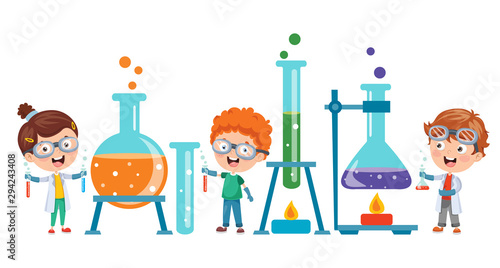 Little Students Doing Chemical Experiment