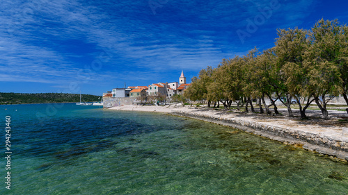stone quay in the city of Pirovac, Croatia