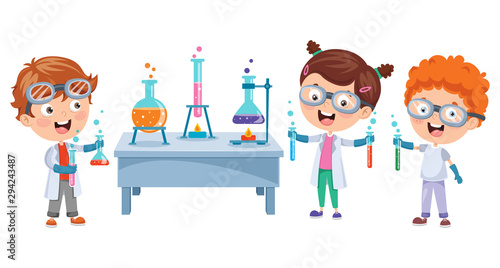 Little Students Doing Chemical Experiment