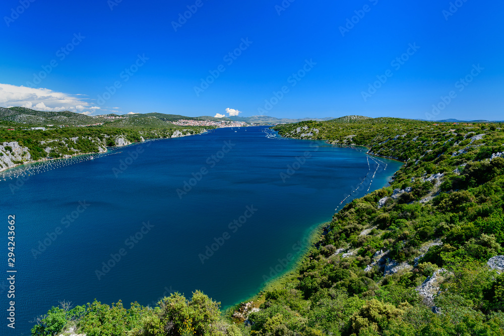 the mouth of the river Krka, a view of Sibenik from the