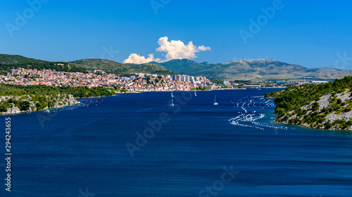 Obraz na płótnie the mouth of the river Krka, a view of Sibenik from the