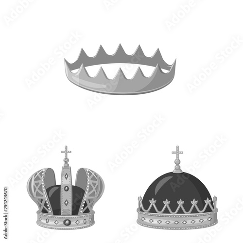 Vector illustration of jewel and vip logo. Set of jewel and nobility vector icon for stock.