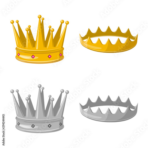 Vector design of medieval and nobility sign. Collection of medieval and monarchy vector icon for stock.