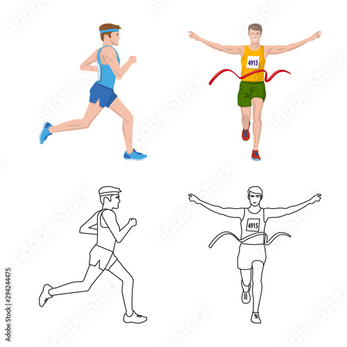 Isolated object of sport and winner symbol. Set of sport and fitness stock vector illustration.