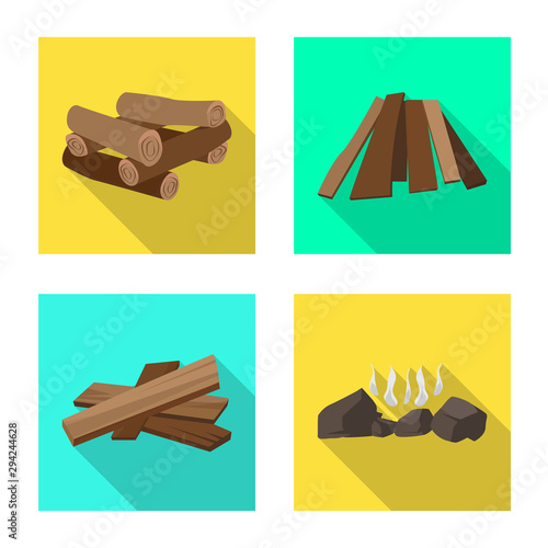 Isolated object of material and logging sign. Set of material and forestry stock vector illustration.
