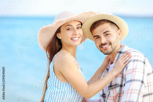 Happy couple at sea resort