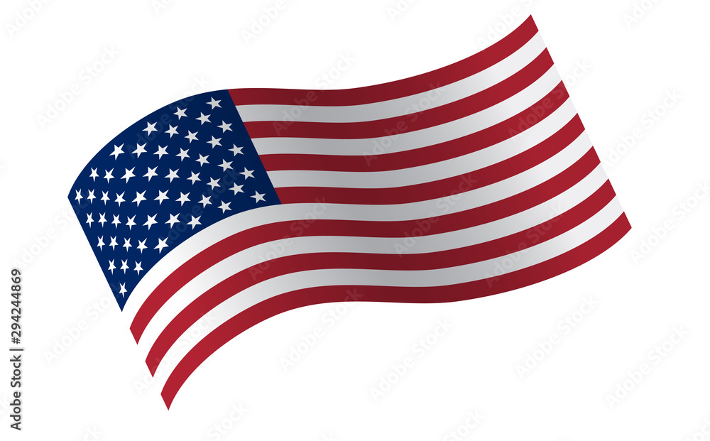 Obraz premium Waving flag of the United States. illustration of wavy American Flag for Independence Day.